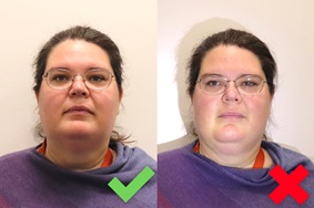 Good and bad example showing passport photo background